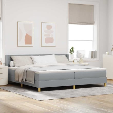 vidaXL - Boxspring - bed - met - matras - Lichtgrijs - 200 - x - 200 - cm - Stof