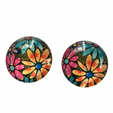 Clip oorbellen-Bloem Gekleurd-2 cm