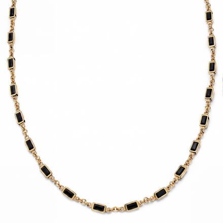 Prism | Vergulde ketting met zwarte stenen van kristalglas