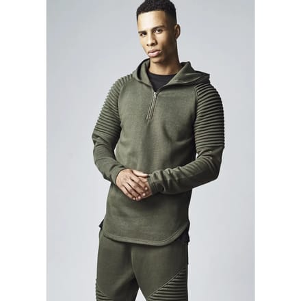 Urban Classics - Pleat Sleeves Terry HiLo Hoodie/trui - S - Groen
