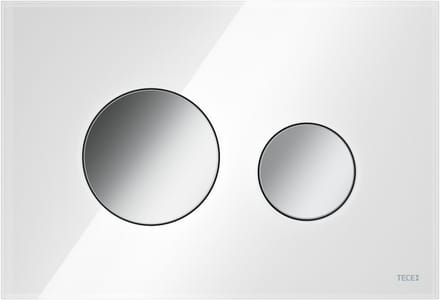 Tece Loop bedieningsplaat voor duospoeltechniek glas wit toetsen glanzend chroom