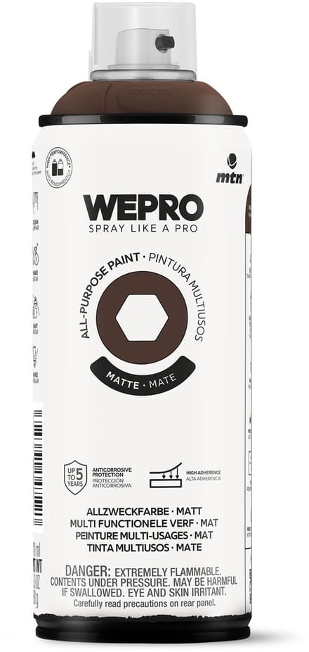 Spuitbus Bruin Cacoa Mat MTN WEPRO ALL-PURPOSE PAINT 400ML