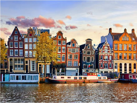 Diamond Painting Set - Amsterdam Grachtenpand Woonboten Amstel - incl. Pen & Wax - 30x40cm