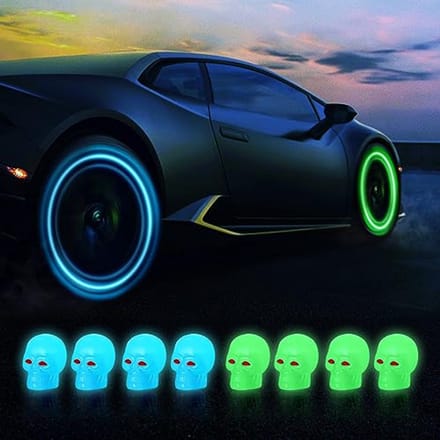 Doodshoofd Bandventieldoppen - Set van 8 Universele Stofkappen voor Auto's en Motorfietsen