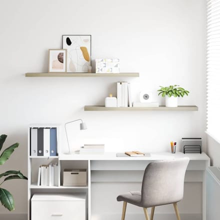 vidaXL - Wandschappen - zwevend - 2 - st - 120x23,5x3,8 - cm - MDF - eikenkleurig
