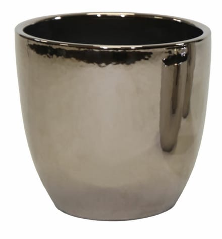 Mega Collections Bloempot Emperor Bullet - rond - zilver - D29 x H30 cm - glans
