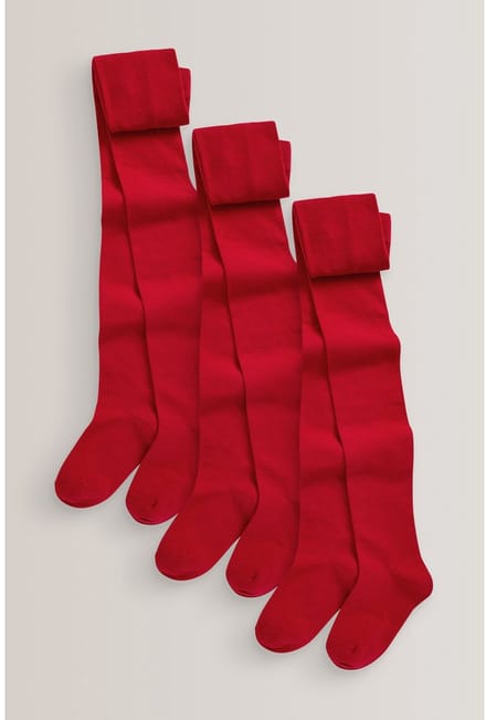 Next - Meisjes - Set van 3 katoenrijke schoolmaillots - Rood