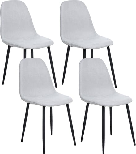 CRANDALL - Eetkamerstoel set van 4 - Lichtgrijs - Polyester