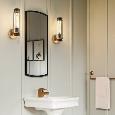 Hinkley LED Wandlamp Masthead | 1X E27 Max 40W | IP44 | Dimbaar | Heritage Brass & Black