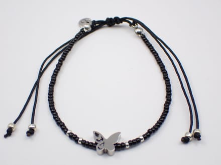 Colure® armband Miyuki glanzendzwart met symbool Vlinder
