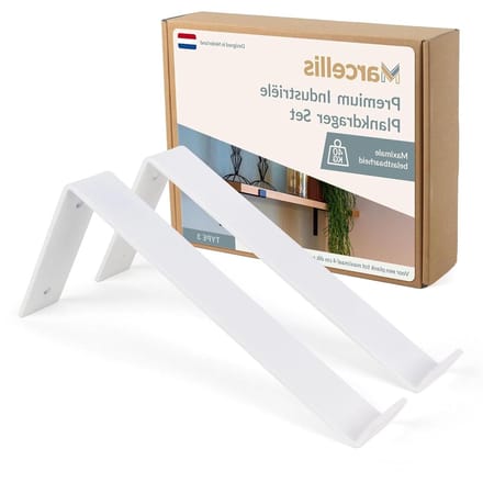 Draagarm Planksteun - Plankdrager Metaal - Wandmontage Plank - Industriële Uitstraling - 30 cm - Mat Wit