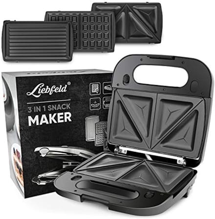 3-in-1 Sandwichmaker met Verwijderbare Platen en Receptenboek