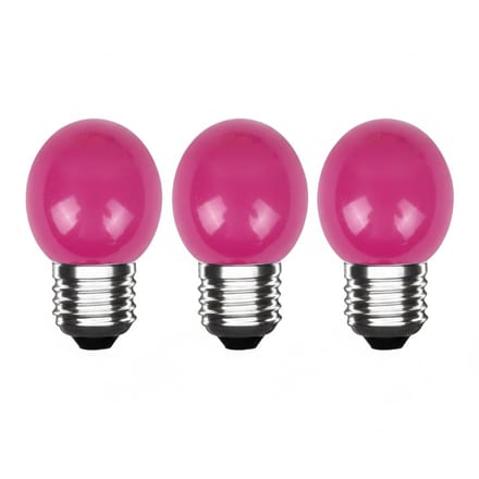 LED Kogellamp E27 Roze - 300 lumen - 3W - IP20 - G45 - 230V - 3 stuks