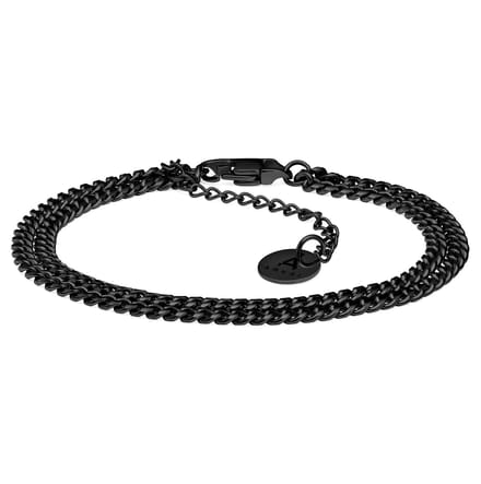 Rico Zwarte Dubbele Schakelarmband