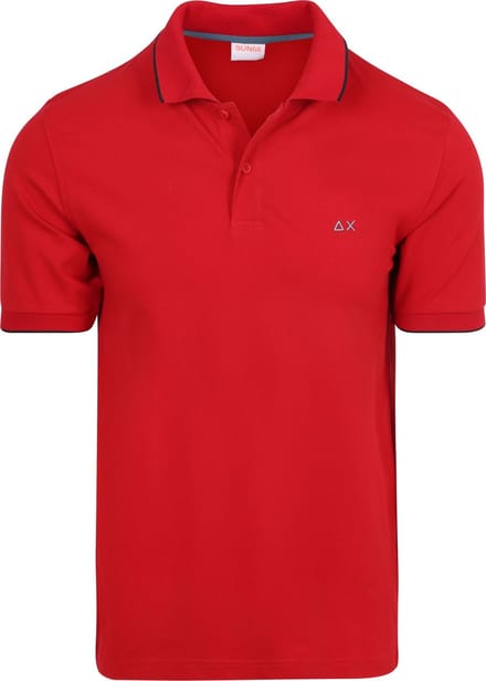 Sun68 Poloshirt Small Stripe Collar Rood - Maat L - Heren