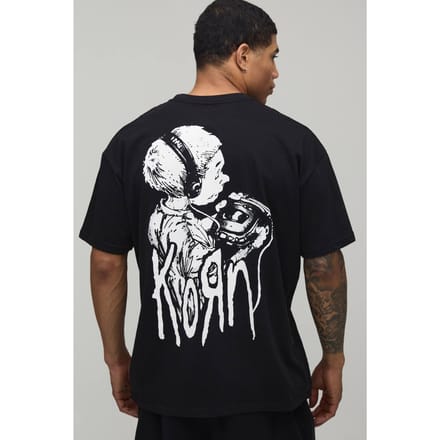 Korn Stereo Oversized License Print T-Shirt | Black | Size Medium