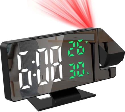 MKSS® Projectiewekker - Digitale Wekker - Wekkerradio met Projectie - Zwart