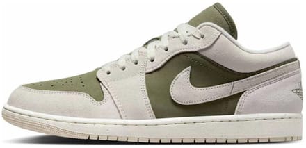 Baskets Unisexe Air Jordan 1 Low Medium Olive Vert Voile Marron Bois Clair HV4089-201 40