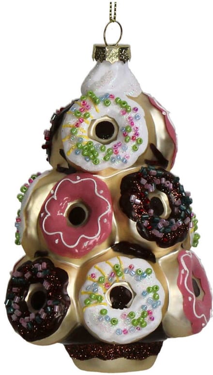 HD Collection glazen kerst ornament kersthanger donut stapel taart 12,7 cm