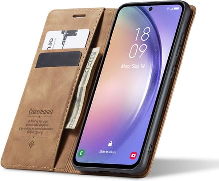 CaseMania Bookcase hoesje geschikt voor Google Pixel 10 - Effen Cognac - Kunstleer