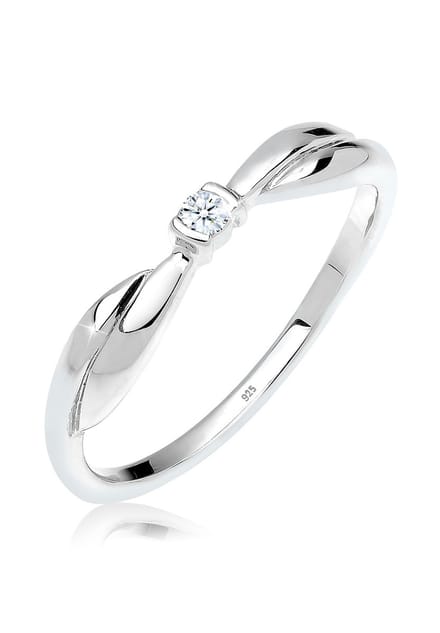 Elli PREMIUM - Ring - Dames Verloving met Diamant (0.03 ct.) in 925 Sterling Zilver - Dames