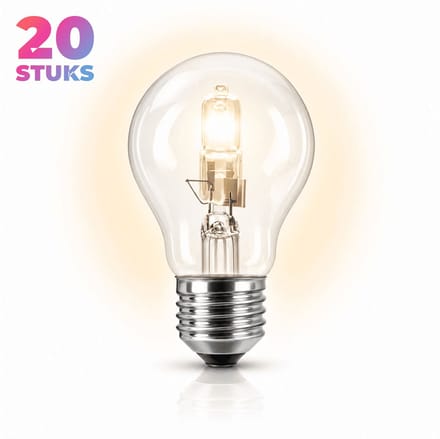 20x Peertje Halogeenlamp E27 - 100W - Warm Wit Licht (2700K) - 1900 lm - 2 jaar - Dimbaar