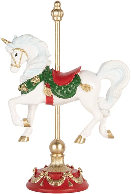 Clayre & Eef Kerstdecoratie Beeld Hobbelpaard 16x8x22 cm Wit Kunststof