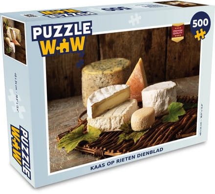 Puzzel Kaas op rieten dienblad - Legpuzzel - Puzzel 500 stukjes