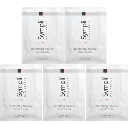 Sympli Beautiful, Masque de beauté repulpant, 5 masques en feuille, 0,85 fl oz (25 ml) chaque white