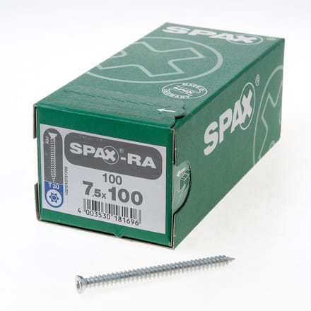 Spax - Kozijnschroeven - Torx 30 Platkop - 7,5 x 100mm - Voldraad - WIROX (100 stuks)
