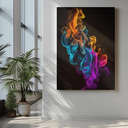 Canvas Schilderij - Abstract - Kleurrijke Rook - 90x60x2 cm