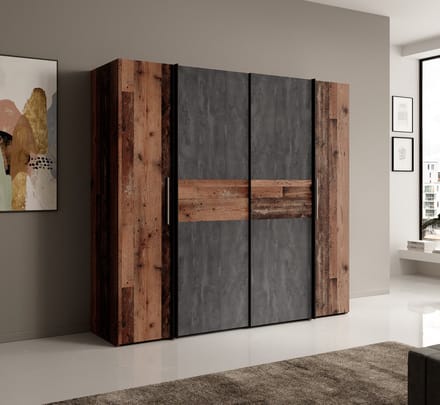 Meubella - Kledingkast Kassel - Old wood - Grijs - 200 cm