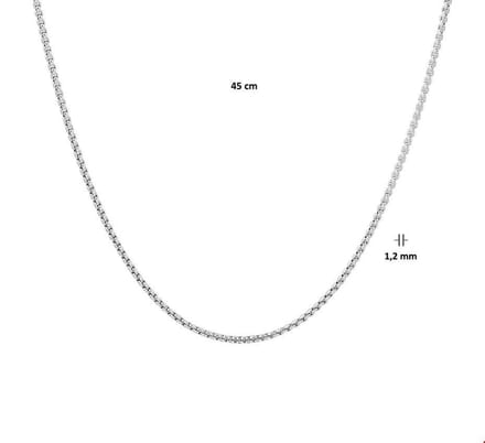 Zilver Gerhodineerde Collier venetiaans bol 1 1329036 45 cm