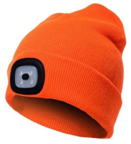 Muts met Led Verlichting - Muts met Licht - Muts met Lichtjes - Oplaadbaar - Warme Muts met Lamp-oranje kleur