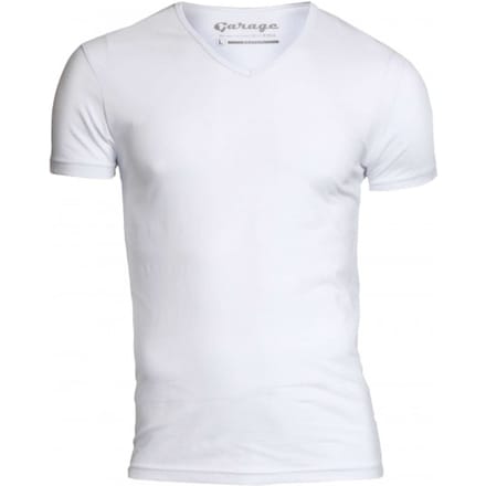 Garage 202 - Bodyfit T-shirt V-hals korte mouw wit L 95% katoen 5% elastan