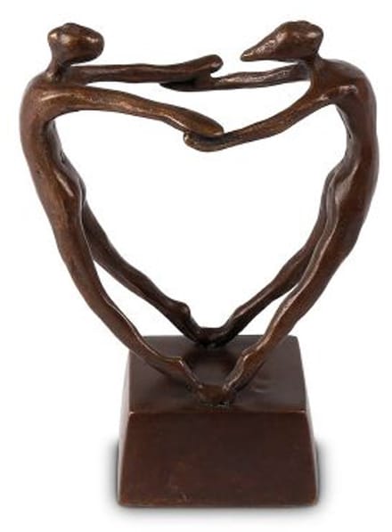 Mini - Asbeeld Urn Voor Uw Geliefde samen in brons liefdesstrijd- brons 5x10x15 cm
