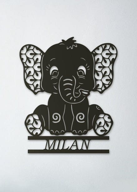 Wanddecoratie kinderen | Baby olifant - L (60x60cm)
