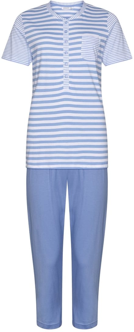 Pastunette Pyjama Soft Blue - Wit/Blauw Gestreept - Katoen - Maat 36