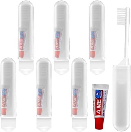 Set van 6 Opvouwbare Reistandenborstels, Compact en Hygiënisch