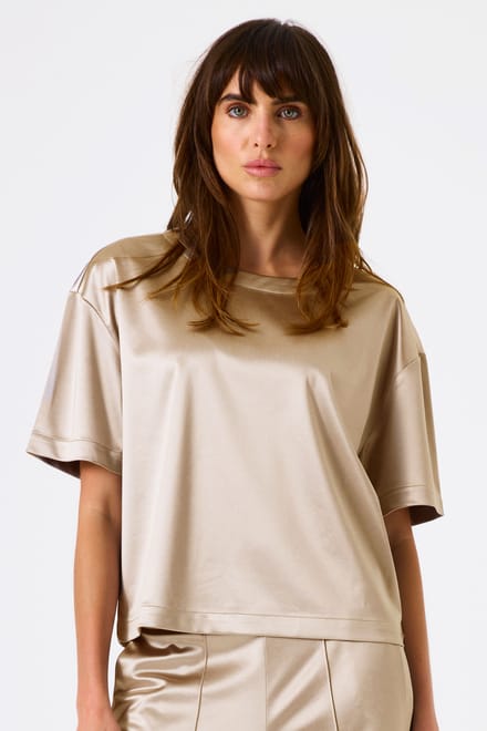 GARCIA Dames Effen T-shirt Geel Korte mouw