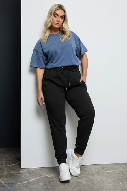Yours Joggingbroek Met Geribbelde Boorden In Zwartsize 62-64