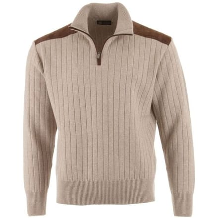 Paul & Shark Trui Suede Wool Cashmere Half Zip Beige / male