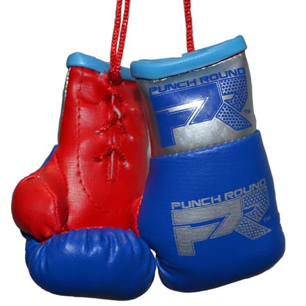 Punch Round Mini Carhanger Bokshandschoenen Blauw Zilver Rood