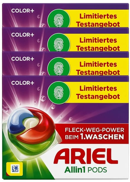 Ariel All-in-1 Pods Color+ Wasmiddelcapsules – 10 Wasbeurten – 4-Pack (Totaal 40 Caps)