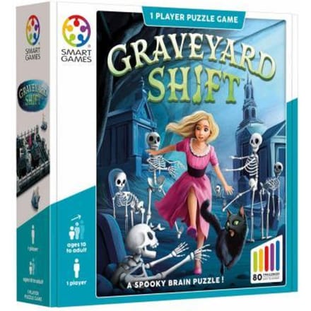 SmartGames Graveyard Shift - Logisch Denkspel - 80 Griezelig Leuke Uitdagingen - Solospel - Breinbreker Vanaf 10 Jaar