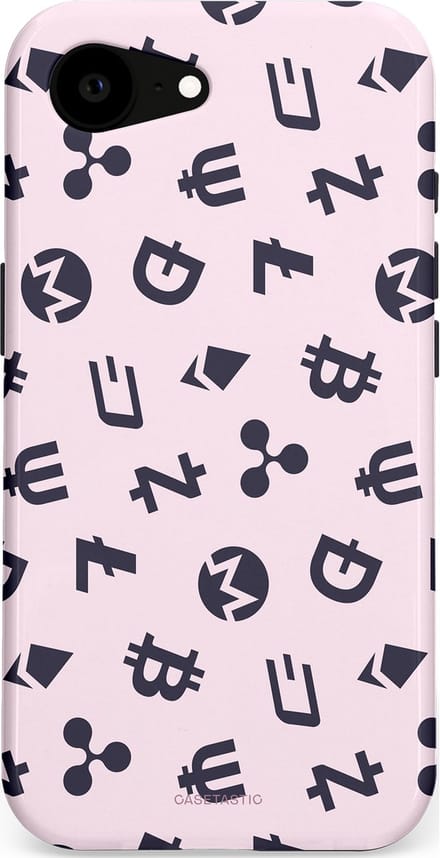 Casetastic hoesje geschikt voor Apple iPhone 16e / Apple iPhone 17e - MagSafe - Dubbellaagse bescherming - Crypto flow - Fashion Case - Lichtgrijs Donkergrijs Wit
