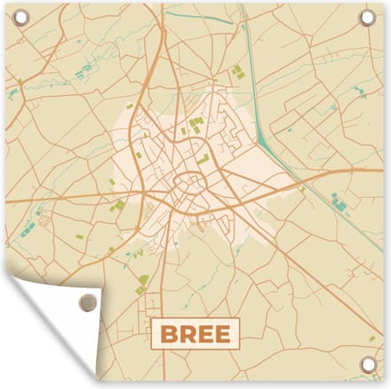 Tuindoek Kaart - Stadskaart - Retro - Bree - Plattegrond. - 100x100 cm