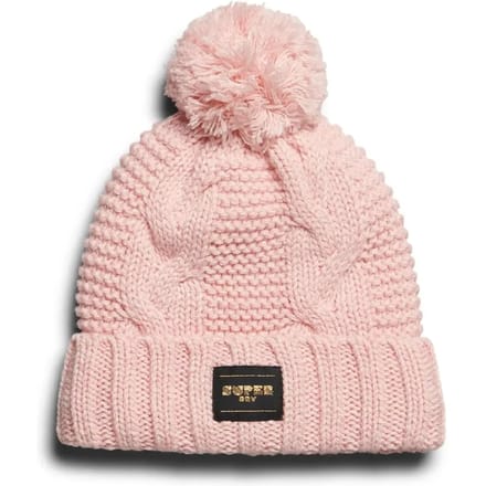 Superdry Kabelgebreide Beanie Roze Grootte: 1SIZE