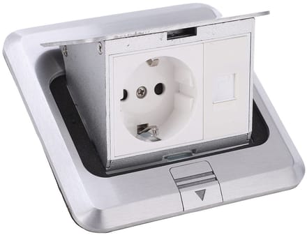 Dailygoods- Vloercontactdoos Waterdicht - Pop-up Stopcontact - Aluminiumlegering - Ingebouwde Kluis - IP44 Bescherming - 250V/16A