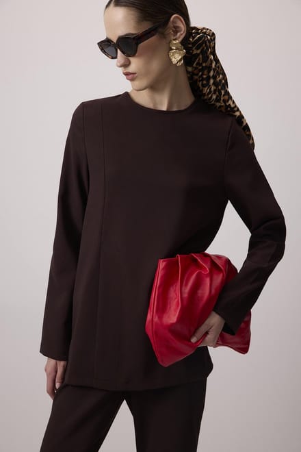Touché Privé - Crêpe tuniek met zakken - Bruin - Dames